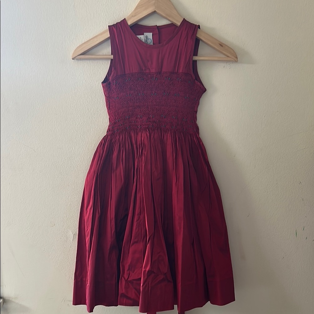 PennyMeade Silk Smoked Girls Ruby Red Sleeveless Dress Size 7 Graduation Dress